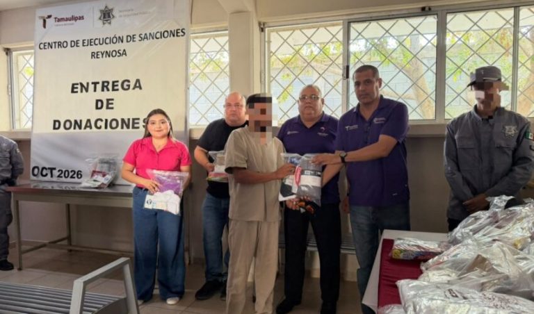Reciben PPLs en el CEDES Reynosa donación de artículos para estancia digna