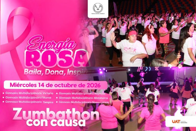 Organiza la UAT el Zumbathón con Causa “Energía Rosa: Baila, Dona, Inspira”