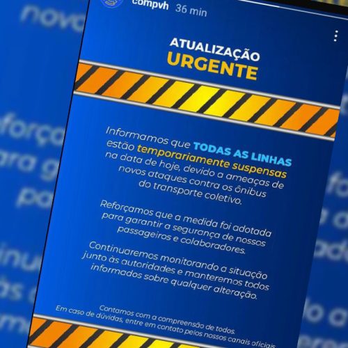 Transporte coletivo é temporariamente suspenso em Porto Velho por questões de segurança