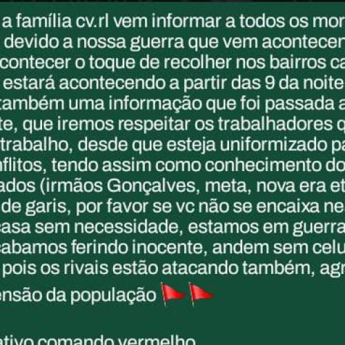 9º BPM desmente mensagem sobre toque de recolher na Zona Sul como Fake News